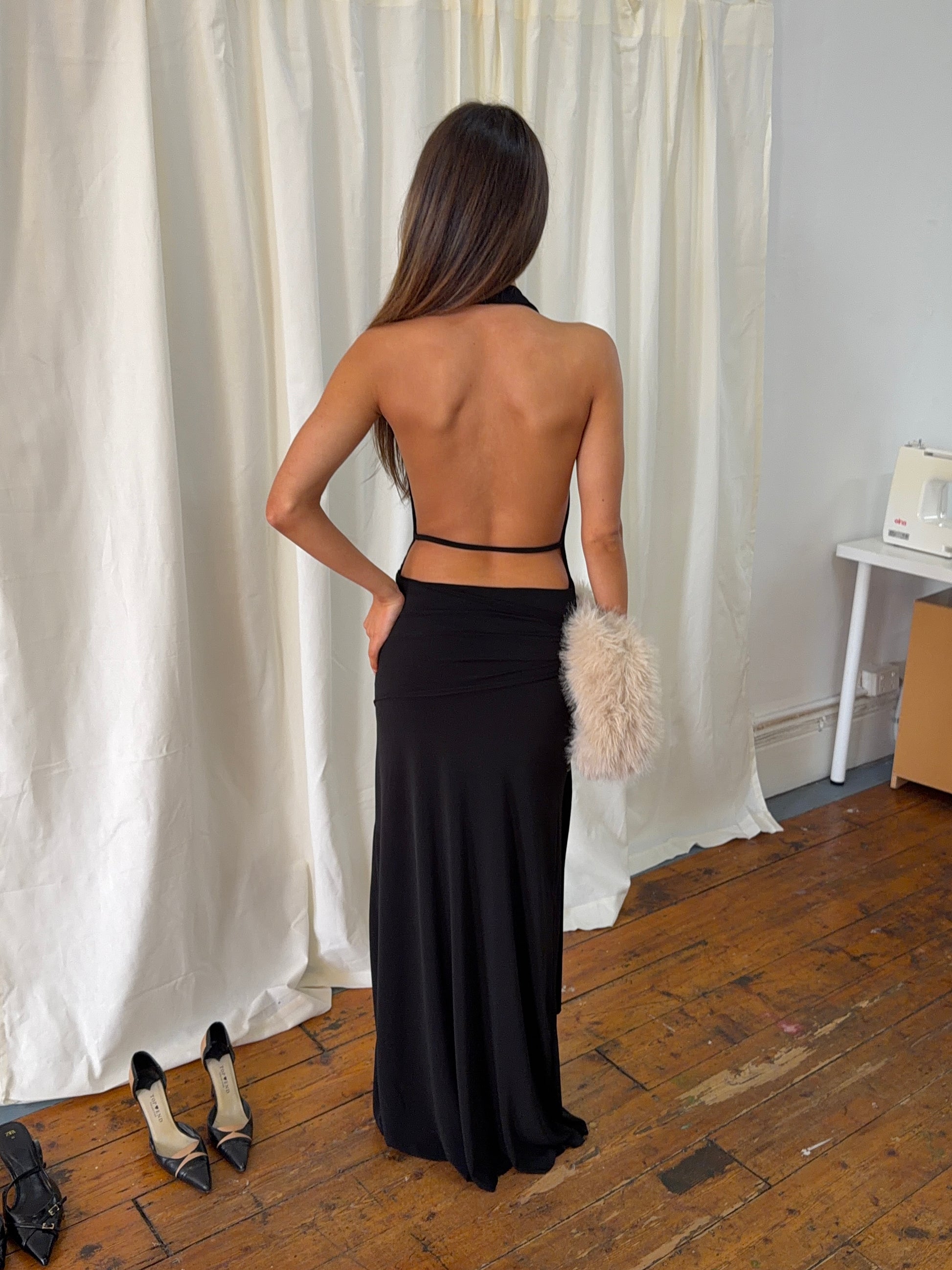 nadia maxi dress black sparkle Petal and Pup Women's Nadia One Shoulder Maxi Dress - Black main image 1