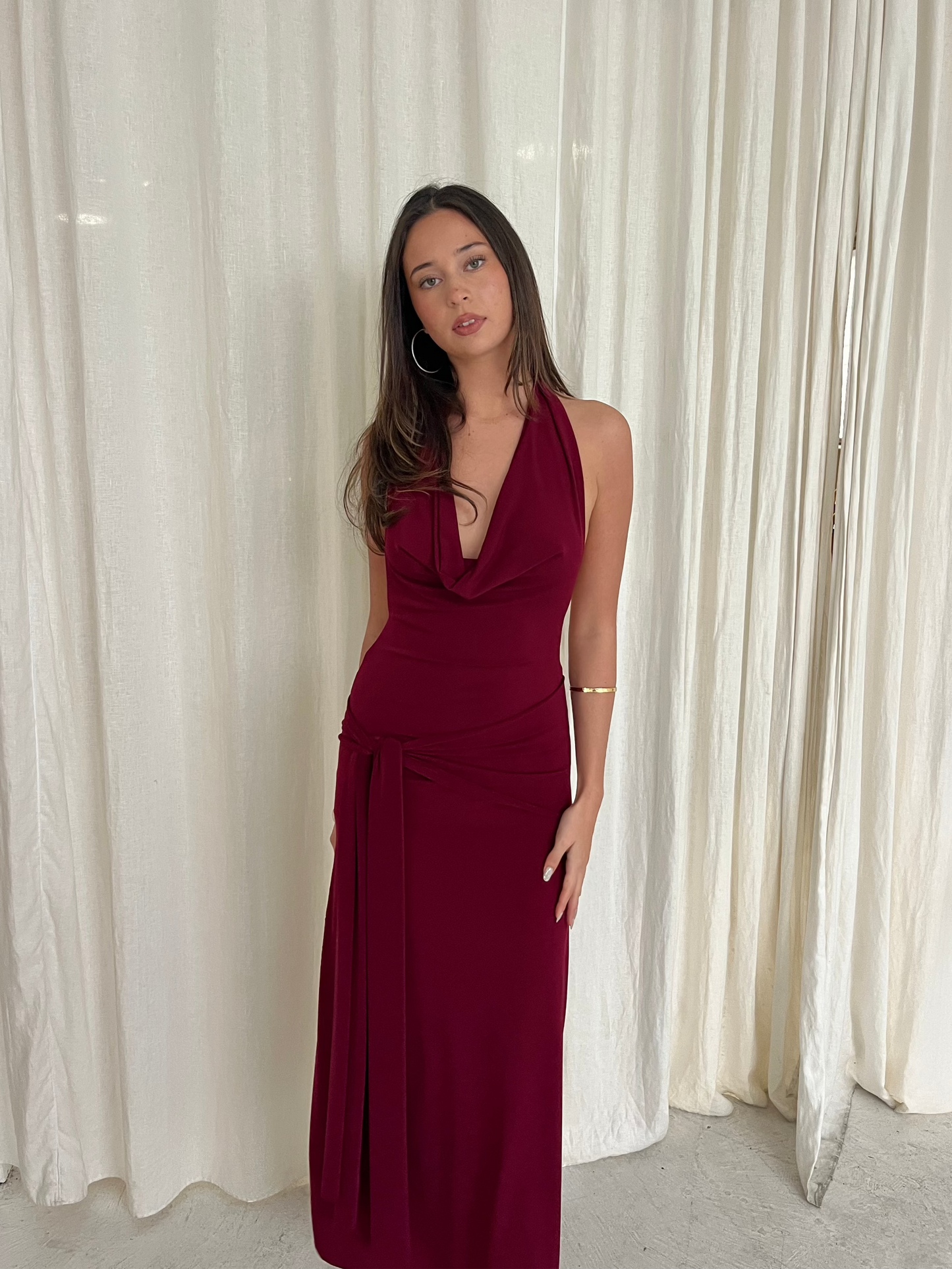 NADIA DRESS BURGUNDY