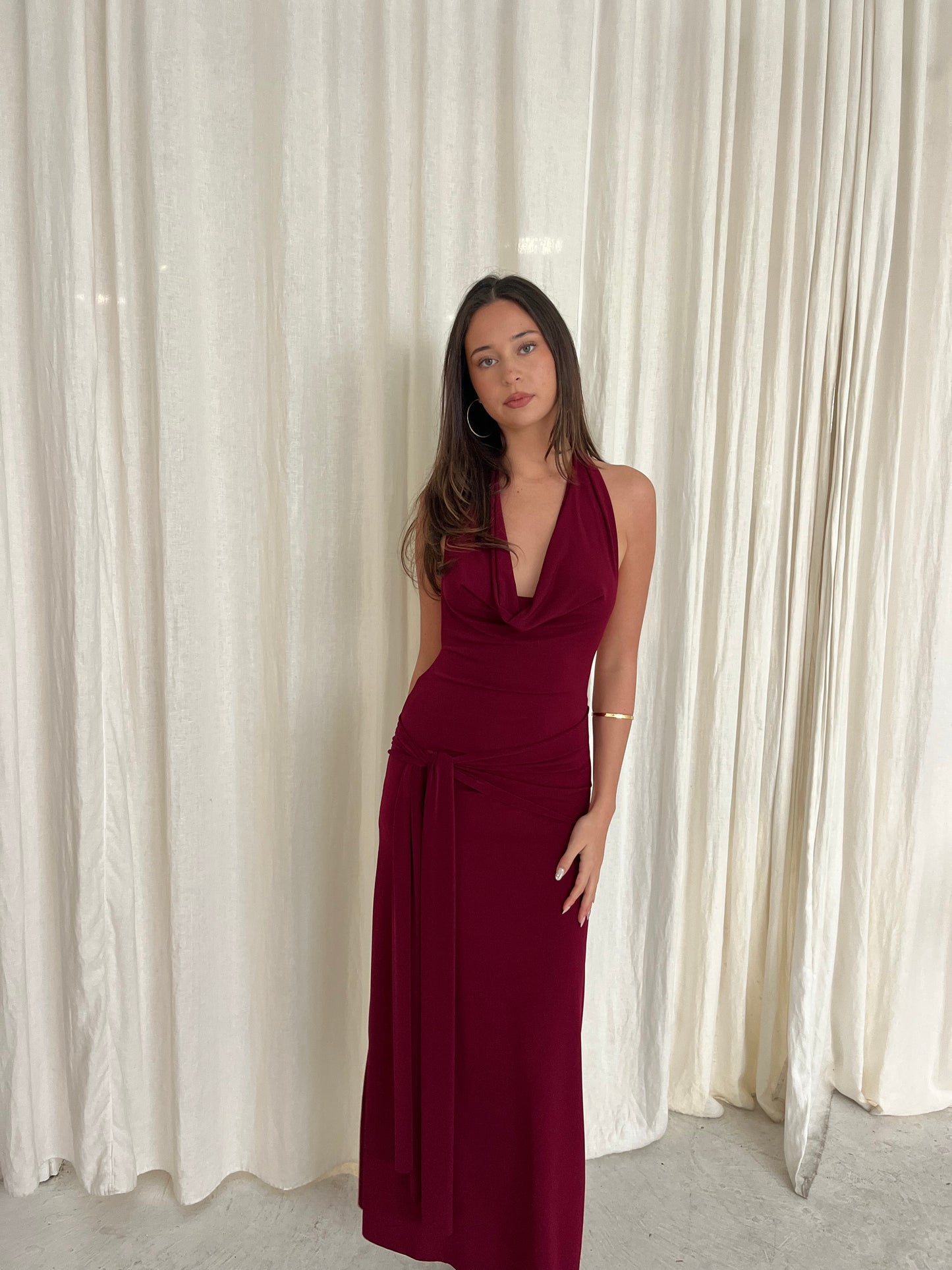 NADIA DRESS BURGUNDY